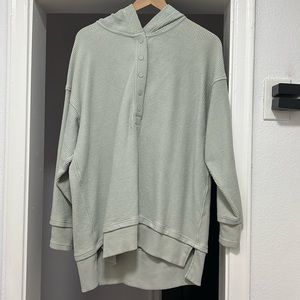 Teal hoodie with buttons